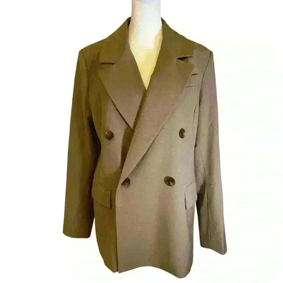 Avec Les Filles Double Breasted Blazer Women’s Size M Tan Color Fully Lined - Picture 1 of 7